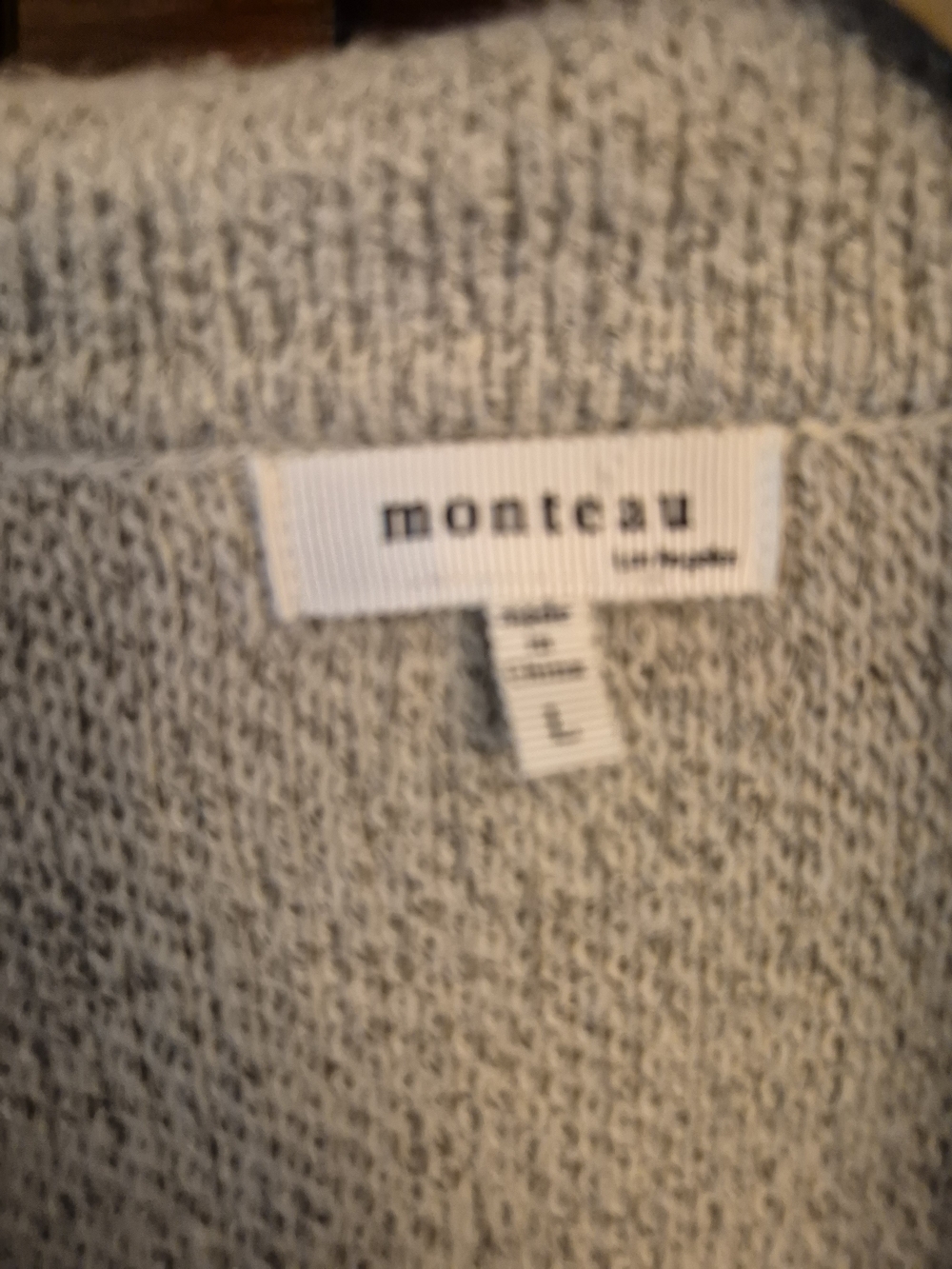 Monteau Light Gray Open-Front Long Beautiful Cardigan Size L - Picture 4 of 7
